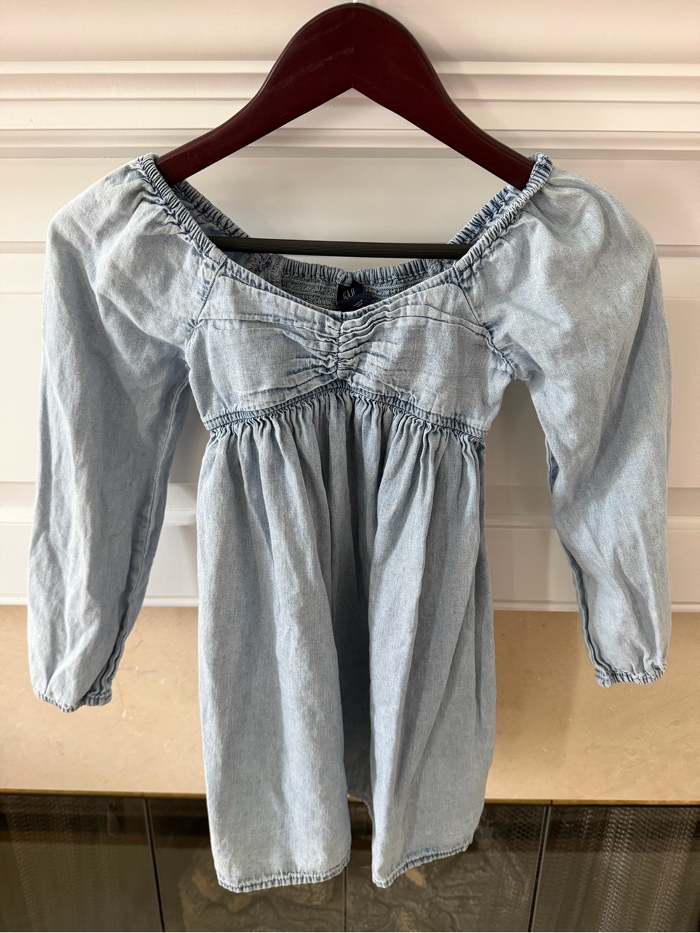 GAP Light Blue Off-Shoulder Denim Dress for Girls